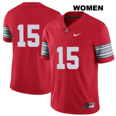 Women's NCAA Ohio State Buckeyes Jaylen Harris #15 College Stitched 2018 Spring Game No Name Authentic Nike Red Football Jersey DT20J11AJ